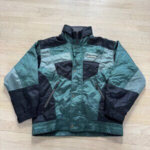 Vintage 90s Schneider Austria Ski Jacket Teal Iridescent Colorblock Mens L
